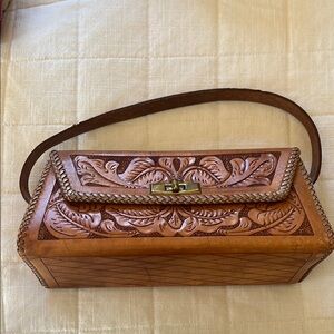 Brown Floral Vintage Western purse with Intricate Embroidery